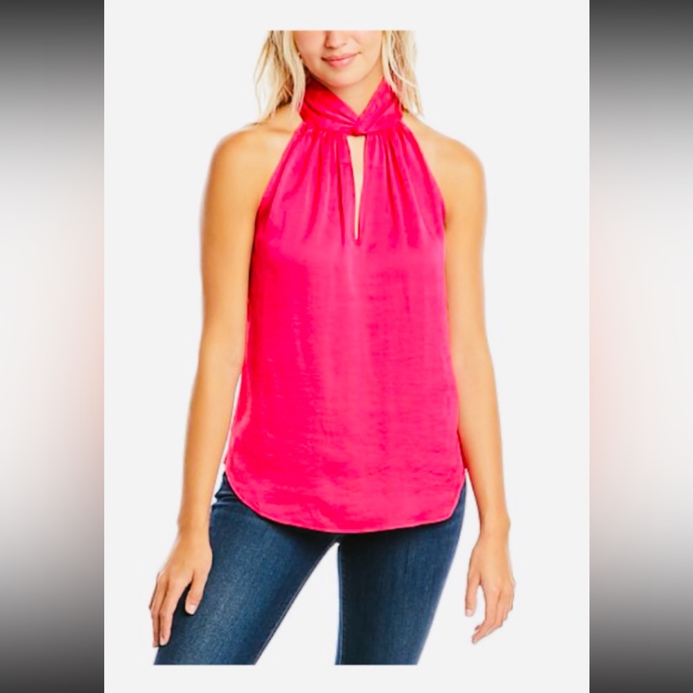 Anne Klein Pink Twist Neck Halter Top NWOT